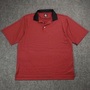 FootJoy FJ Polo Shirt Mens XL Golf Performance Stretch Red Striped Athletic